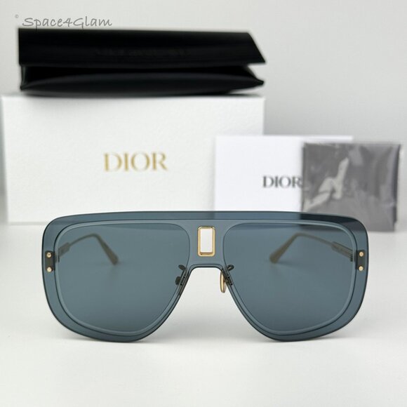 BRAND NEW Dior ULTRADIOR MU B0B0 Gold Blue Unisex Mask Sunglasses - Picture 2 of 12